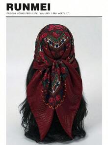 1pc Women's Elegant Multi-Color Metallic Print Headband/Bandana, Versatile Fashion Accessory, Suitable As Holiday Gift For Dress - Màu Đỏ Sâu - Xem 7