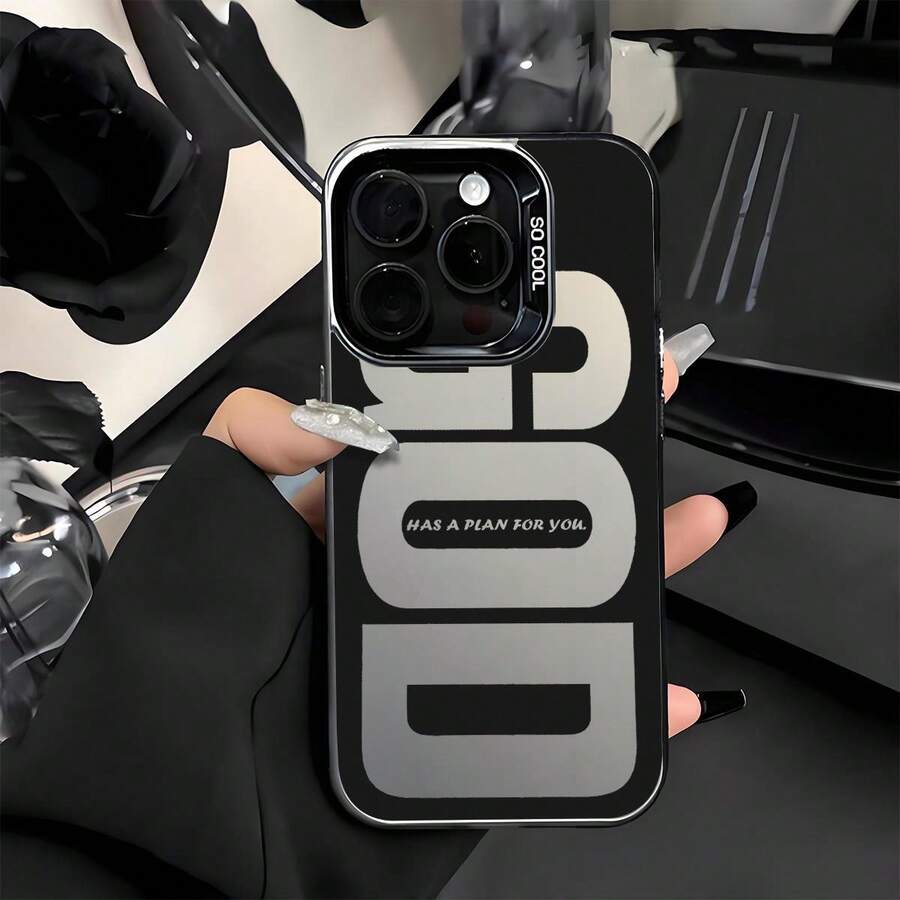 Personalized Letter Print Full-Coverage Protective Phone Case Compatible With IPhone 17/17Pro/17Pro Max/17 Air/16/16Pro/16Pro Max/16Plus/15/15Pro/15Pro Max/15Plus/11/12/13/14/XS/XR/11Pro/11Pro Max/12Pro/12Pro Max/13Pro/13Pro Max/14Pro/14Pro Max/14Plus/7Plus/8Plus/8/SE2 - Black - View 1