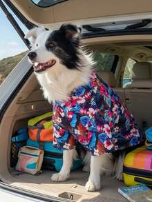 夏季狗狗休闲衬衫 - 透气轻便的狗狗夏季服装，适合小型、中型和大型犬，全印花狗狗服装 - 彩色 - 查看 7