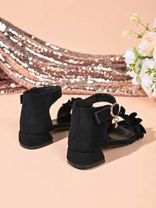 Giày sandal cao gót thời trang mới cho trẻ em, sandal cao gót hở mũi dành cho học sinh biểu diễn múa. - màu đen - Xem 2
