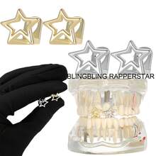 THATBOY 1pc/2pcs/4pcs/Set Star Shaped Teeth Grills, Suitable For Girls, Halloween Vampire Teeth Decor, Body Jewelry, Unisex Party Wear, Party Favor, Super Shiny - Multicolor - View 4