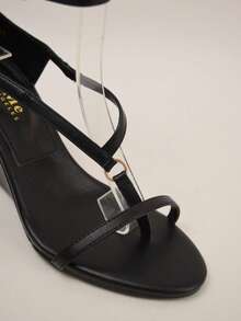 So Me Lolli Open Toe T-Strap Wedge Sandals With Buckle Strap - 黑色 - 查看 5