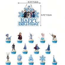 Disney 迪士尼冰雪奇缘主题生日派对装饰蛋糕套装，甜品桌装饰道具，冰雪主题活动场景 - 彩色 - 查看 6