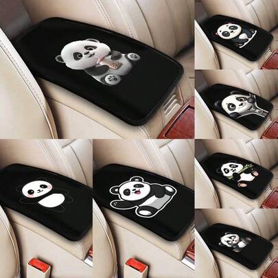 Panda Pattern Car Center Console Armrest Cover Mat, Universal Car Armrest Box Pad, Car Interior Protection Cover, Suitable For Most Vehicles, Auto Accessories