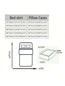 Juego de 3 piezas de falda de cama con volantes dobles de estilo minimalista y moderno con estampado floral, ropa de cama para dormitorio (1 falda de cama, 2 fundas de almohada, sin núcleo interior) - Púrpura malva - Ver 4