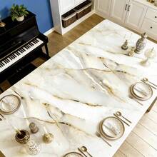 1pc White Marble Pattern Waterproof Self-Adhesive Sticker, Oil-Proof Easy Clean Kitchen Cabinet Countertop Splash Guard Sticker, Removable Wall Sticker, Wallpaper, Spring Home Decor, Holiday Decoration Sticker Gift Birthday Graduation - Platinum 107 - View 13