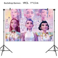 Hasbro Phông nền sinh nhật chủ đề Thợ săn phù thủy KPOP cỡ lớn 1.5m, chất liệu vải bền chắc với chữ in nhũ lấp lánh, phù hợp cho sinh nhật, Giáng sinh, Lễ Tạ ơn, tiệc fan K-Pop, chụp ảnh lưu niệm và các dịp lễ hội. - Nhiều màu - Xem 13