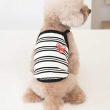 1 chiếc áo vest không tay thêu sọc cho thú cưng, thích hợp cho chó Teddy, Poodle và các giống chó nhỏ khác. - màu đen - Xem 8