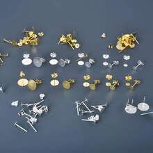 WGRXIRANYKM 100pcs/Lot Blank Post Earring Studs Base Pins With Earring Plug Findings Ear Back For DIY Jewelry Making - Silver Gray - View 5