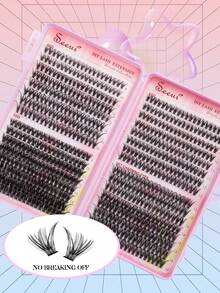 640pcs D-Curl Fluffy False Eyelashes Set, Including Dense 3D Segmented Lashes, Glue, Tweezers, Lightweight & Reusable, Large Capacity Personal Lash Kit, Soft & Natural, Create 3D Volumized Eye Makeup, Suitable For DIY At Home, Travel, Daily Commute, Parties, Weddings, Bridal Makeup - Black - View 12