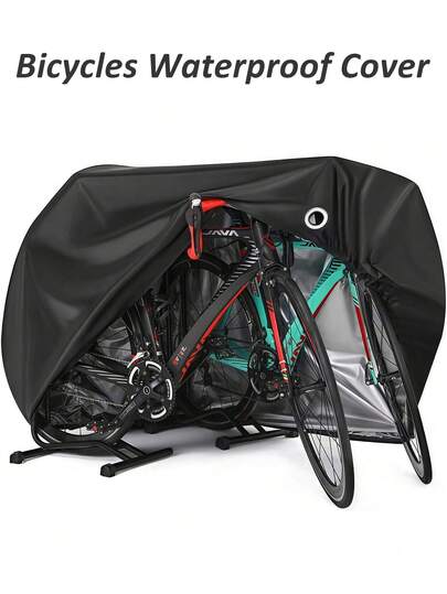 Cubierta impermeable para bicicleta de exterior con orificio para candado, adecuada para 1 o 2 bicicletas, cubierta para bicicleta para protección contra la lluvia, el sol, los rayos UV, el polvo y el viento, apta para bicicleta de montaña, bicicleta de carretera, bicicleta eléctrica, bicicleta pesada, accesorios para bicicleta
