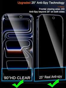 隐私钢化玻璃膜 4 片装 防窥钢化玻璃膜 隐私屏幕保护膜 兼容 17 Pro Max 16 15 14 Plus 13 12 11 2026 新款 9H 硬度 防爆 防刮 防窥保护膜 春季生日礼物 - 黑色 - 查看 6