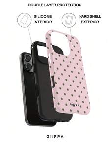 Una elegante funda para teléfono que no incluye cordón ni soporte. Funda GIIPPA de 1 pieza con base rosa claro y diseño de lunares verdes para 17 Pro, adecuada para 16 Pro, 15 Pro, 14 Pro. Funda coreana elegante e interesante, compatible con 11/12/13/14/15/16 Pro Plus. Diseño elegante adecuado tanto para hombres como para mujeres. Regalo para Navidad, Día de San Valentín, Pascua, temporada de bodas y cumpleaños para novias. - Multicolor - Ver 3