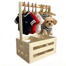 Wooden Pet Storage Organizer With Clothes Rack, Dog Toy Storage Bin, Cat Wardrobe Closet With Handle, Multi- Compartment Pet Accessories, 8 Small Pet Clothes Hangers - 風格 - 查看 8