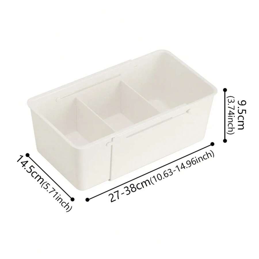 ZUKI Drawer Organizer Box For Home, Retractable Sorting, Kitchen Compartments, Underwear, Desktop Cutlery Storage Box, Sorting Sock Box - White - View 1