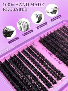 464簇浓密蓬松的长款假睫毛，长度8-161毫米混合，浓密丰盈，可DIY分段式假睫毛，大容量个人假睫毛套装，柔软自然的混合睫毛，触感柔软，适合居家DIY、旅行、日常通勤、晚宴、婚礼、新娘妆等各种场合。睫毛簇、单根假睫毛、假睫毛、假睫毛 - D - 查看 3