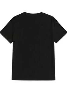 Summer Unisex Oversized Cotton T-Shirt With Cnel Printed Graphics, Luxury Designer Round Neck Short Sleeve Relaxed Fit Neutral Casual Top - 黑色2 - 查看 2