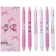 6pcs Retractable Gel Ink Pens, 0.5mm Black Ink, Cute Pen For Office, School, Classroom Supplies, Suitable For Girls, Boys, Women, Men, Teachers' Day, Mother's Day Gift, Office Gift, Office Decor, Personalized Neutral Pen, Diary Writing Pen, Learning Supplies - Sets - View 4