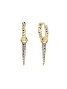 rundraw 2/6pcs New Round Hoop Water Drop Cone-Shaped Zirconia Inlaid Pendant Earrings, Elegant Copper Gold Color Women's Earrings, Suitable For Party, Evening Gala, Ball, Daily Outfit Accessory, Best Gift For Friends And Lovers On Holidays And Anniversaries - Gold - View 11