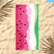 1 Pc Stylish Printed Beach Towel, 29x58in(73x147cm),31x71in(80x180cm) Featuring A Watermelon Slice Design, Made From Microfiber, Available In Various Sizes, With A Colorful Single-Sided. It'S Perfect For Both Beach And Bath Use, Quick-Drying, Soft To The Touch, And A  Summer Must-Have - 樣式 1 - 查看 1