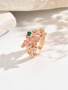 1pc Elegant Butterfly Flower Shaped Open Ring, Quality Jewelry, Suitable For Women, Wedding Party Gift, Valentine's Day Gift - Multicolor - View 8