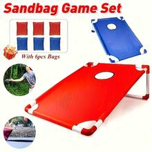 Portable Outdoor Sports Toy Set With 2 Game Boards + 6 Beanbags. Beanbag Throwing Board Set, Fun Competitive Target Board, Yard Game Beanbag Rack (With Beanbags). Perfect For Yard Throwing Games And Party Games, The Perfect Beach Game Set, The Ultimate Family Interactive Game Set, Halloween Gift, Christmas Gift, Easter Gift. - Blue - View 4