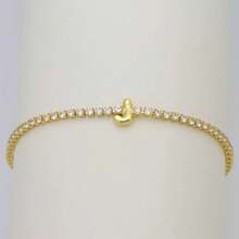 1条18K镀金手链，经典白色锆石A-Z字母链手链，女士礼物 - 金色 - 查看 25