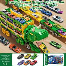 Juego de Pista de Ciudad con Camión Dinosaurio Transformable – 6 Mini Autos en Pista, Función de Tragar/Disparar/Almacenar, Juguete de Entrenamiento Cerebral y Educación Temprana para Niños de 3+ Años, Premio/Regalo Ideal para Cumpleaños/Vacaciones/Regreso a Clases (Juego Familiar e Interacción Padre-Hijo) - Multicolor - Ver 14