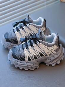 1双男女童时尚多功能运动鞋，户外学院跑步鞋，婴幼儿休闲鞋，防滑耐穿舒适步行鞋，推荐用于返校季 - 淺灰色 - 查看 1