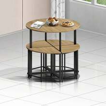 Conjunto de mesa y sillas de comedor para cocina, sencillo y duradero, que incluye 1 mesa redonda y 4 taburetes. - Café integral - Ver 9