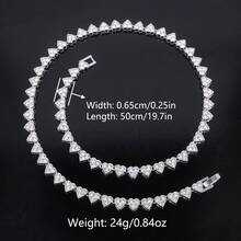 6mm Love Heart-Shaped Zirconium Men's And Women's Hip-Hop Clavicle Chain Jewelry - Hồng - Xem 3