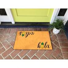 MELODADDY Tapete Divertido de Bienvenida para Puerta Principal Decoración de Porche con Respaldo de Goma 30" L x 18"(A) Tapete Español para Entrada Regalo Novedoso de Inauguración de Casa Tapetes - Hola Adios Hello Goodbye Pia de doble cara - Ver 4