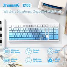 ATTACK SHARK ZIYOULANG K100 99 Keys Gaming Membrane Wireless Keyboard With Media Knob,Tri-Mode BT/2.4GHz/USB-C,Side Printed Keys RGB Backlit Retro Cute Creamy Silent Computer Keyboard 4000mAh - View 1