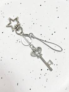 1 pieza Llavero compacto con encanto de "Puerta de las Estrellas", correa para teléfono, colgante con cuentas, cadena colgante para mochila, diseño original - Plateado - Ver 6