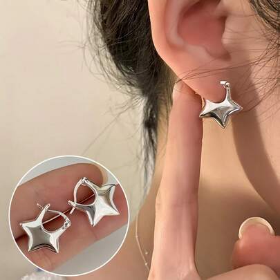 925纯银复古简约星星耳环，女士耳环饰品，防过敏，派对配饰，礼品之选