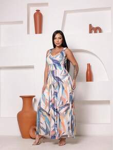 Women's Fitted Tulle Tank Top Jumpsuit - 芥末黃 - 查看 1