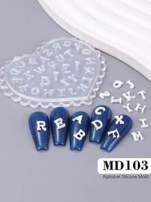 1个可重复使用的字母数字美甲硅胶模具，美甲凝胶印花模板，美甲沙龙用品，美甲配件 - 無色 - 查看 14