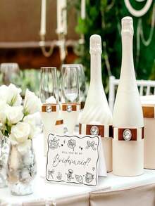 24张/包，12张卡片+12个信封+贴纸，新娘及伴娘邀请卡，婚礼派对用品，空白新娘及伴娘卡片，适用于婚礼及伴娘派对 - 多色 - 查看 8