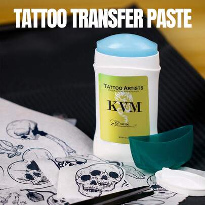 纹身转印膏，KVM旋转式纹身转印膏，持久耐用，色彩鲜艳的纹身模板凝胶，易于涂抹，适合纹身师使用，专业纹身工作室转印用品 - 纹身转印膏，纹身模板凝胶，纹身配件，母亲节礼物，纹身用品