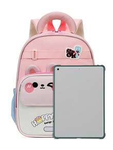 Cute Bear Pattern Student Backpack, Elementary School Backpack, Wear-Resistant Schoolbag - Pink - View 3