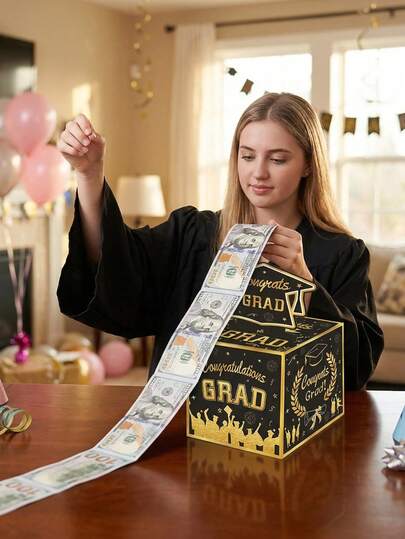 1 hộp quà bất ngờ tốt nghiệp năm 2026, hộp đựng tiền tốt nghiệp năm 2025 - Món quà tuyệt vời dành cho sinh viên tốt nghiệp và triệu phú, kèm bộ thiệp tự làm, thiết kế màu đen "tốt nghiệp", hộp quà bất ngờ, hộp giấy bốc thăm chủ đề tốt nghiệp, hộp quà tiền và hộp quà cá nhân hóa dùng cho trò chơi tiệc tùng và trang trí bốc thăm.