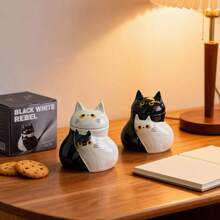 创意猫咪陶瓷马克杯，高品质生日礼物，大容量带盖饮水杯，情侣咖啡/茶杯 - 彩色 - 查看 2