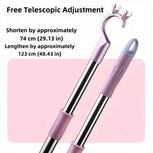 Adjustable Stainless Steel Garment Support Rod - Extendable Design - Durable Stainless Steel With Plastic Ends - Hanger Support And Clothing Retriever - Stylish And Durable - Preferred Choice For Wardrobe Organization And Easy Hanging/Retrieving Clothes - Multicolor - View 3