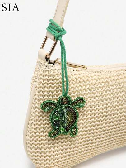 1pc Vintage Resort Ocean Creature & Fruit Beaded Decor Shoulder/Underarm Baguette Bag, Suitable For Dates, Outings, Vacations Kawaii Vacation Essentials Bag Accessories