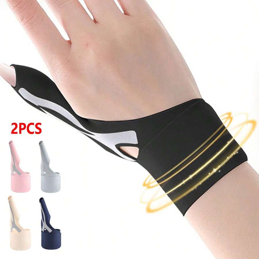 2pcs/Set Elastic Thumb Support Sleeve - Soft Adjustable Thumb Compression Sleeve, Suitable For Work, Sports Wrist Support Sleeve, Fits Left And Right Hands