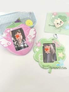 1pc 2D Original Large 3-Inch Card Holder, Suitable For Storing Small ID Cards And Instant Photos, Creative Design Includes Cat, Back To School - Multicolor - View 6