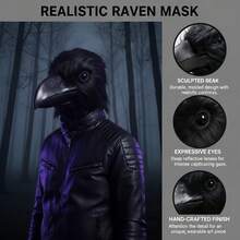 Black Raven Full-Head Latex Mask - 查看 2