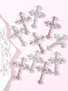 10pcs 3D Alloy Metal Rhinestone Nail Art Decorations, Charm Rhinestone Nail Accessories Nails - Multicolor - View 6