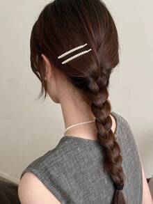 Delicate Pearl One-Piece Hair Clip, Luxury Niche High-End Feeling Bangs Clip, Fashionable And Versatile Hair Accessory - Gold - View 4