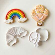 1pc/2pcs/3pcs Cute Rainbow Hot Air Balloon Cookie Cutter Set | Cloud Baking Mold | Plastic Mold For Making Baby Shower Party Birthday Rainbow Desserts! - View 3